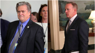 Sean Spicer moved off-camera because he “got fatter,” says human landfill Steve Bannon